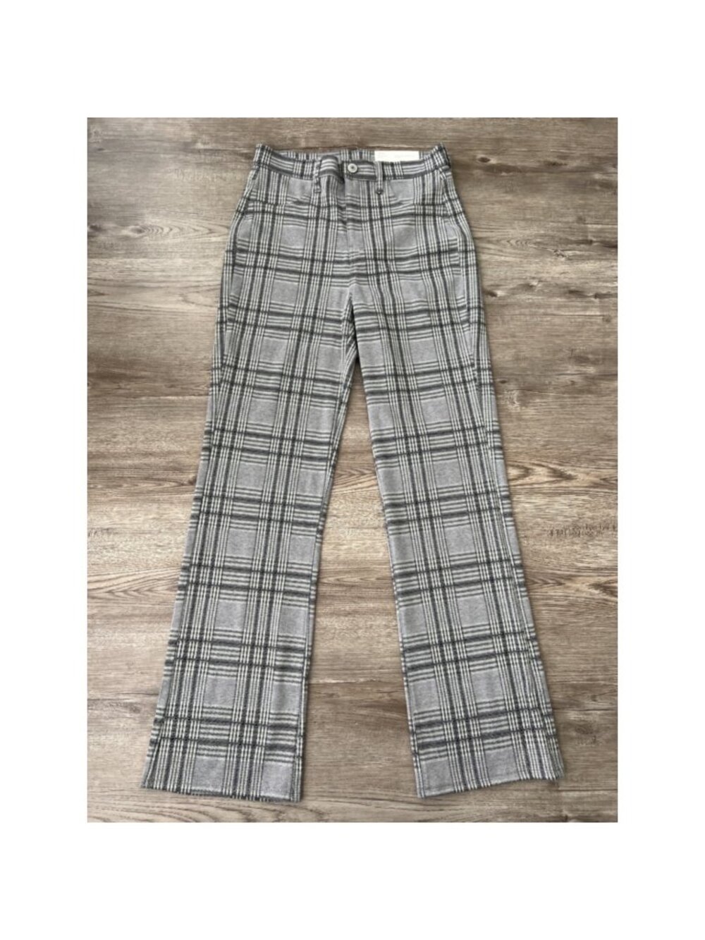 American Eagle Skinny Kick Crop Pants Womens 4 Long‎ Gray Plaid Knit NWT